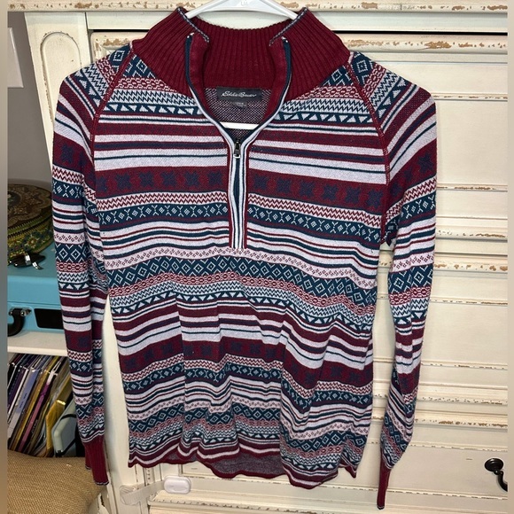 Eddie Bauer Sweaters - Eddie Bauer Half Zip Sweater EUC women’s size Small cotton/viscose blend
